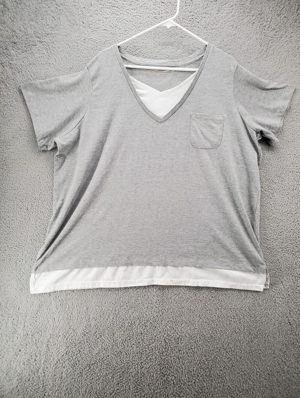 Woman Within Contrast Hem Pocket Tee Womens 2X Gray T Shirt